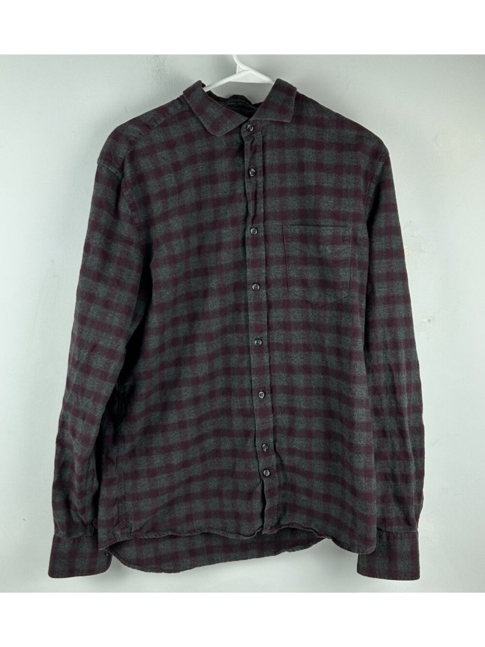 J. Lindeberg Men’s Maroon Gray Plaid Light Flannel Long Sleeve Shirt Size M